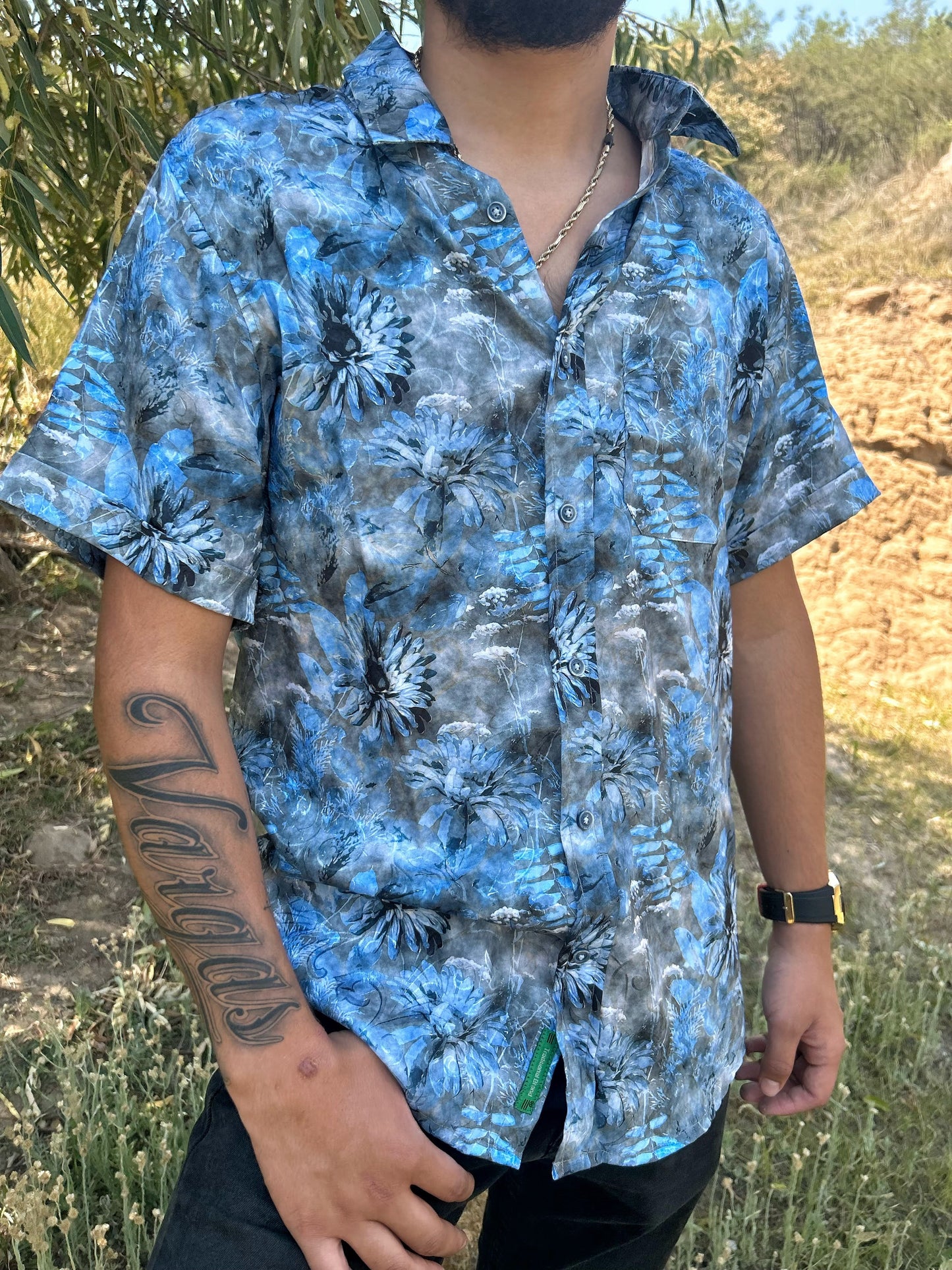 camisa manga corta satinada