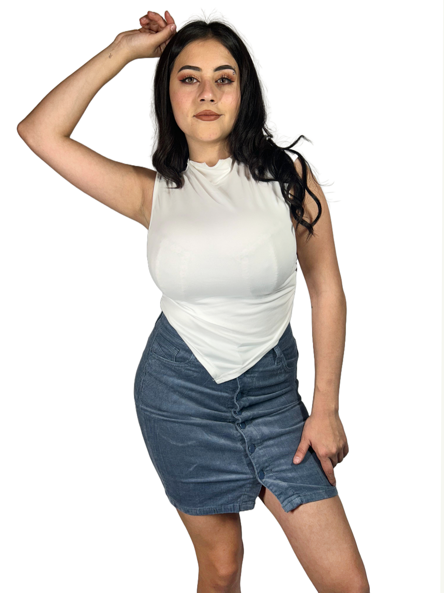 Falda pana con botón