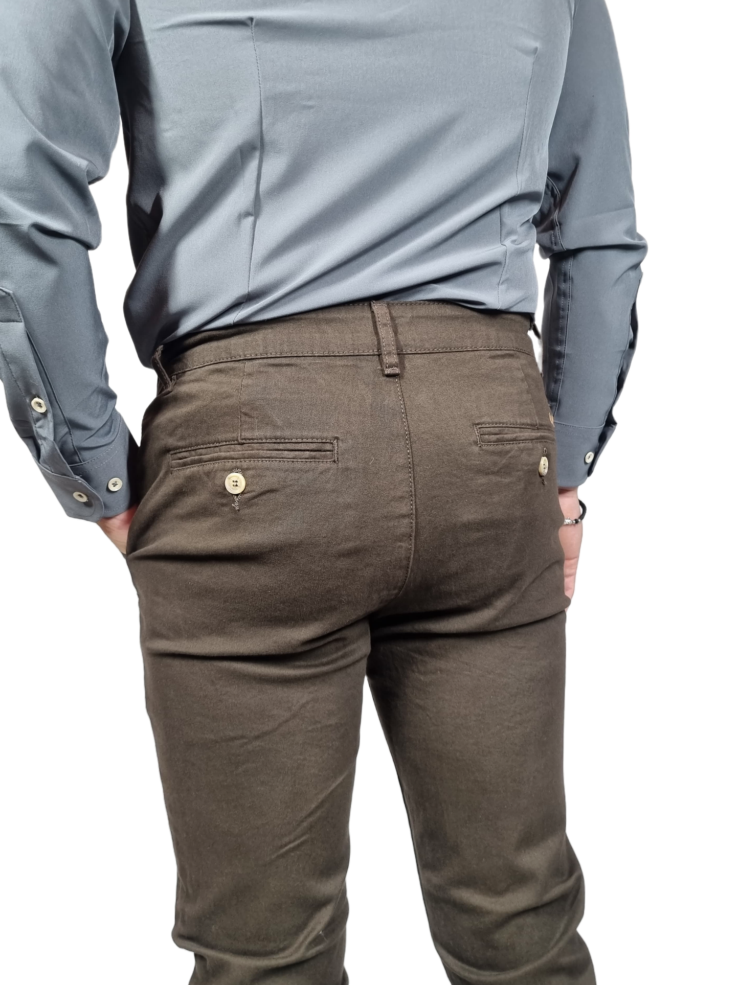 Pantalón Slim gabardina Cafe