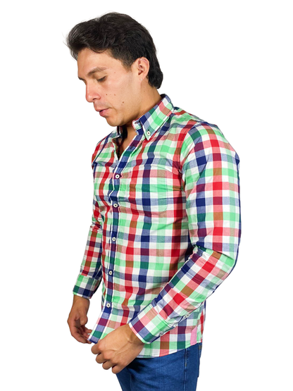 Camisa cuadros de algodón slim fit.