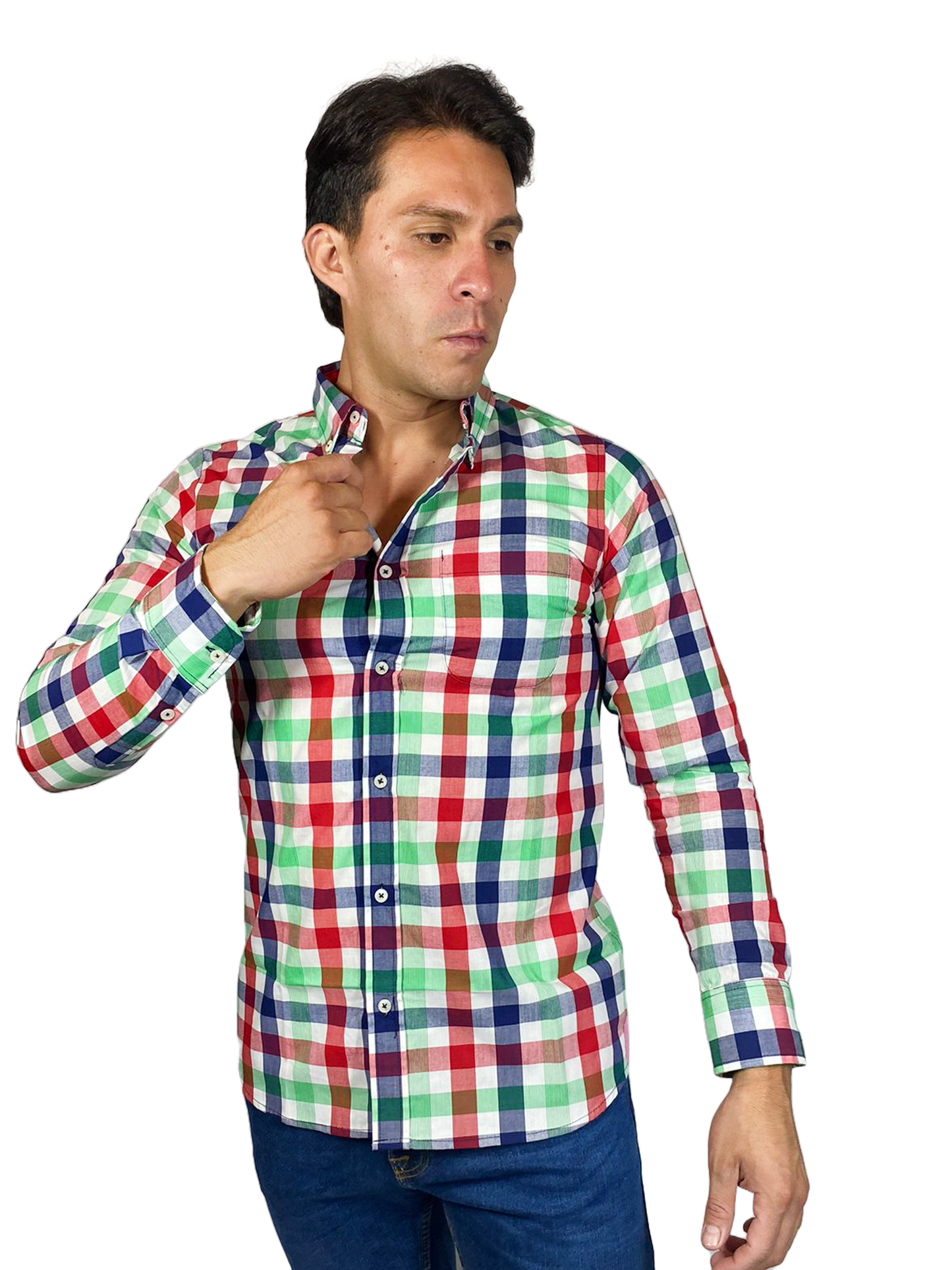 Camisa cuadros de algodón slim fit.