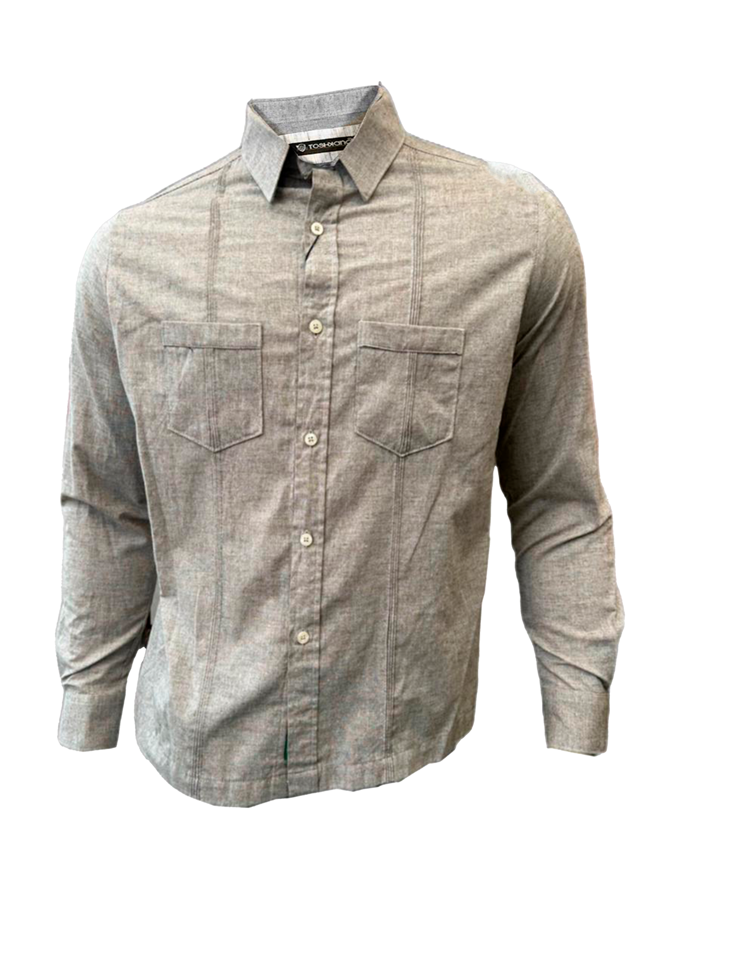 GUAYABERA MANGA LARGA GRIS