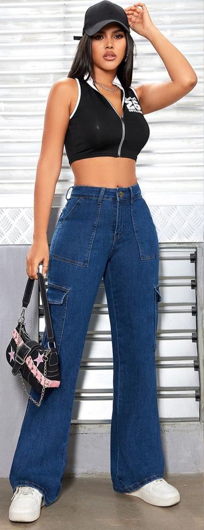 Cargo straight jeans
