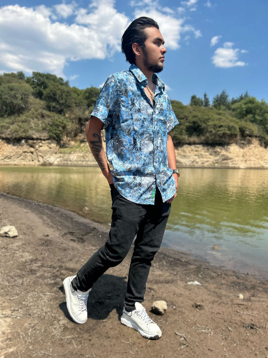 camisa manga corta satinada