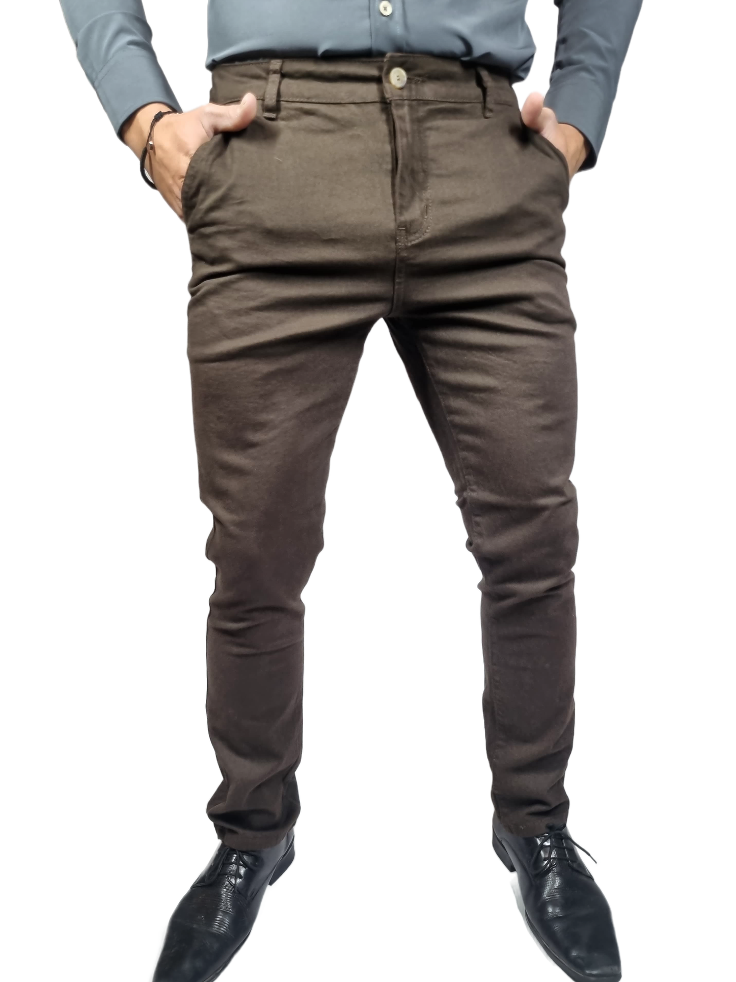 Pantalón Slim gabardina Cafe